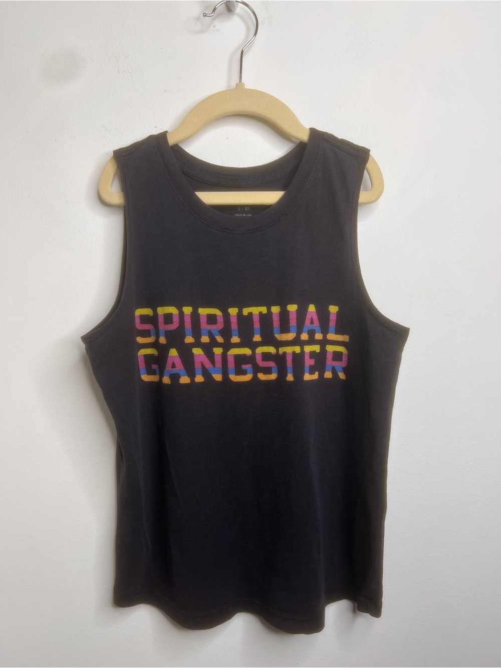 Spiritual Gangster Girls Logo Text Burnout Tank Top Size S/10